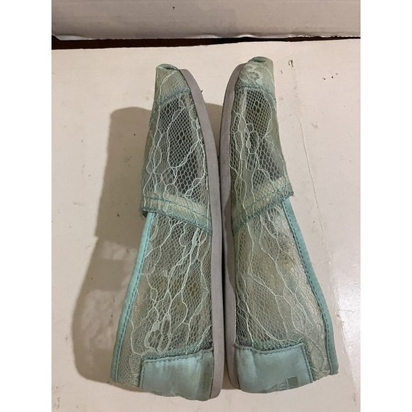TOMS Crochet Lace Women’s Shoes Size 7 teal blue  slip-on casual comfort shoes - Picture 6 of 8
